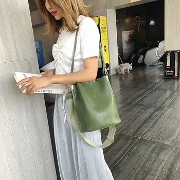 

2020 New Style Korean-style Bucket Shoulder Bag Simple Wide-Strap Shoulder WOMEN'S Bag handbags shoulder bag transparent bag