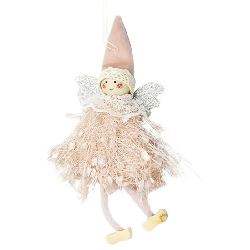 Милая Рождественская Кукла-ангел, Рождественская кукла, подвески для игрушек, рождественская елка, подвесные украшения, рождественские украшения, рождественский подарок для детей - Цвет: Wool Angel  Pink