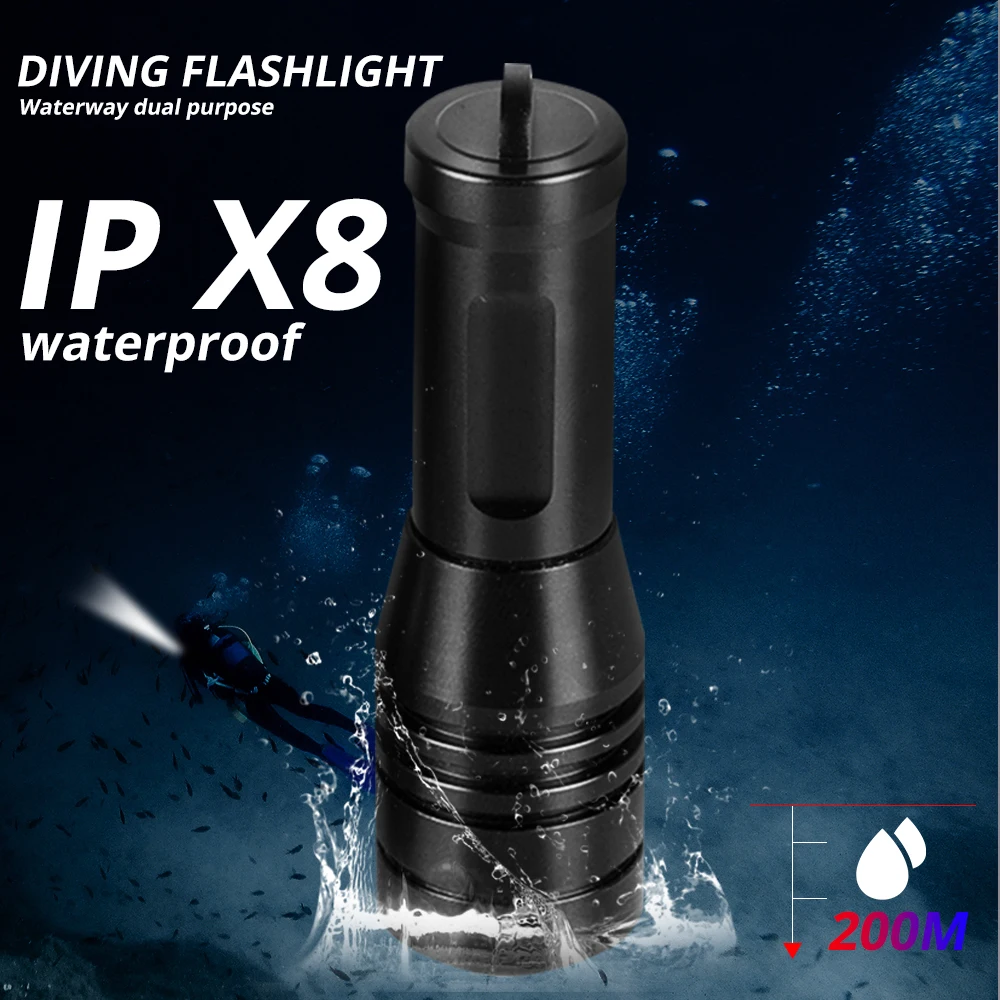 Мощный мини-фонарик для дайвинга подводный 200 м L2 IPX8 водонепроницаемый светодиодный фонарь Подводный факел для дайвинга, кемпинга, улицы