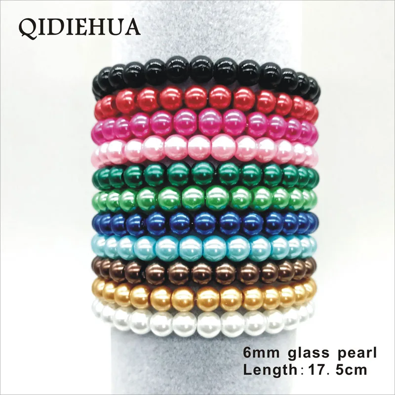 Модный Эластичный браслет 2 шт./лот для пар Яркие Стеклянные жемчужные