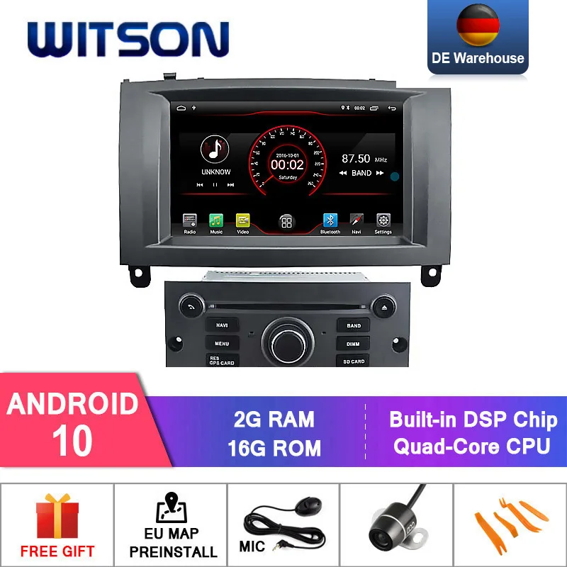 WITSON Android 10 автомобильный стерео GPS для PEUGEOT 407 dvd-плеер 1080P HD Mirror Link/TPMS/DVR/OBD/4G модем с