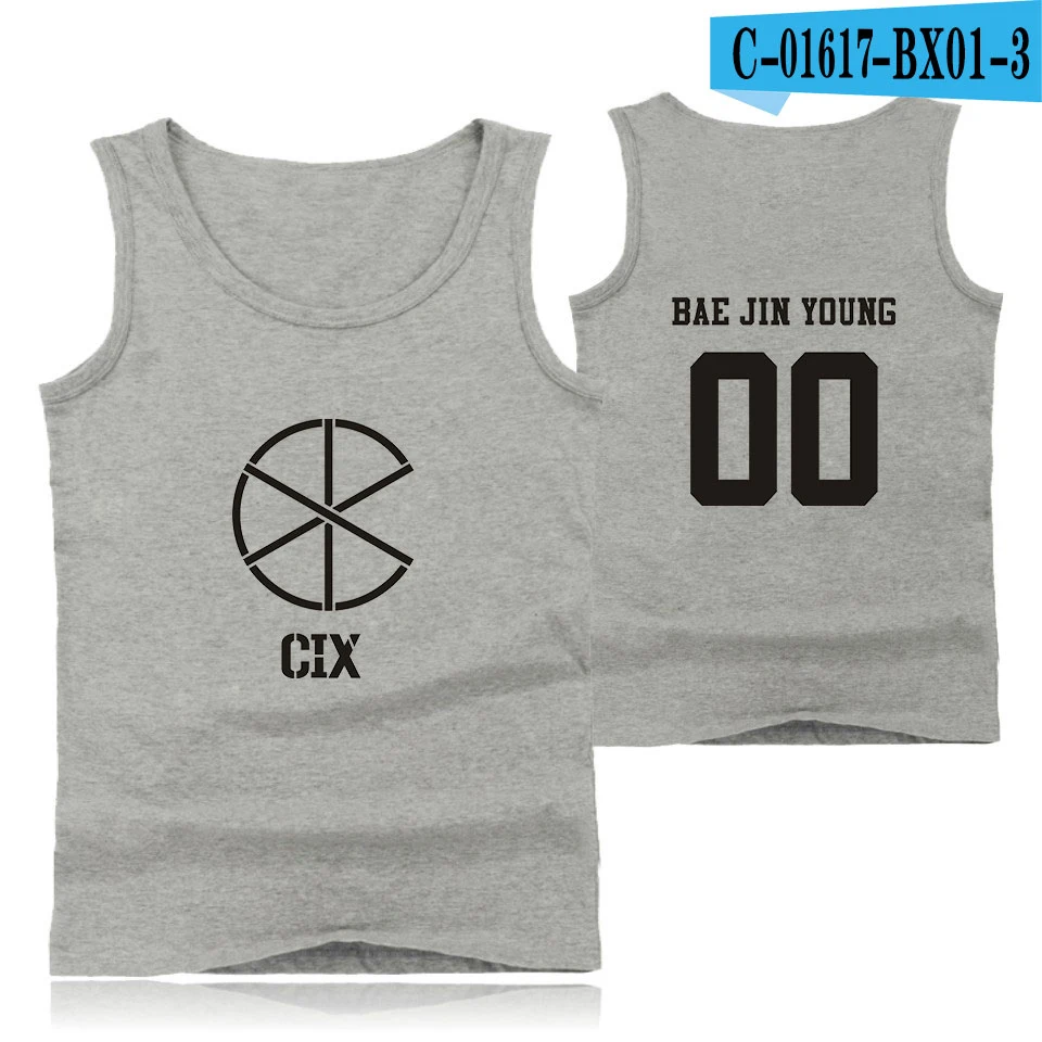 CIX Kpop Cool Fashion Korean Tank Top Women/Men Sleeveless Summer Popular Rock Band Bodybuilding Tank Famous Hip Hop Vest - Цвет: gray