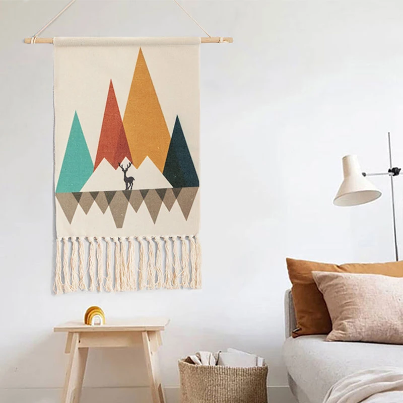 

Nodic Macrame Woven Tapestry Wall Hanging Boho Chic Bohemian Wall Tapestry Home Geometric Decor Apartment Dorm Room Decoration