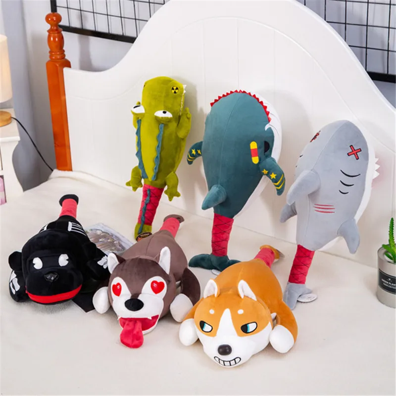 New Sharks Whale Crocodile Chimpanzee Puppy Dog Plush Toys Funny Cartoon Animals Knocks Back Massage Hammer Stuffed Dolls (2)