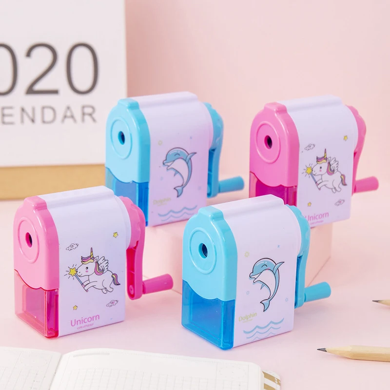 1pcs Cute Unicorn Dolphin Mechanical Sharpener For Pencil School Office Supplies Creative Stationery Back To School deli cute kawaii lovely plastic mouse manual pencil sharpener creative stationery gifts for kids school supplies