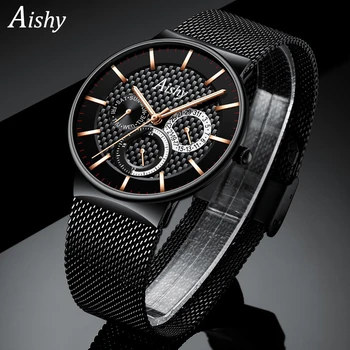 

Aishy Men Watch Luxury Quartz Business Men Watch Fashion Casual Water Resistant 3bar Luxury Watches часы мужские TOP Quality