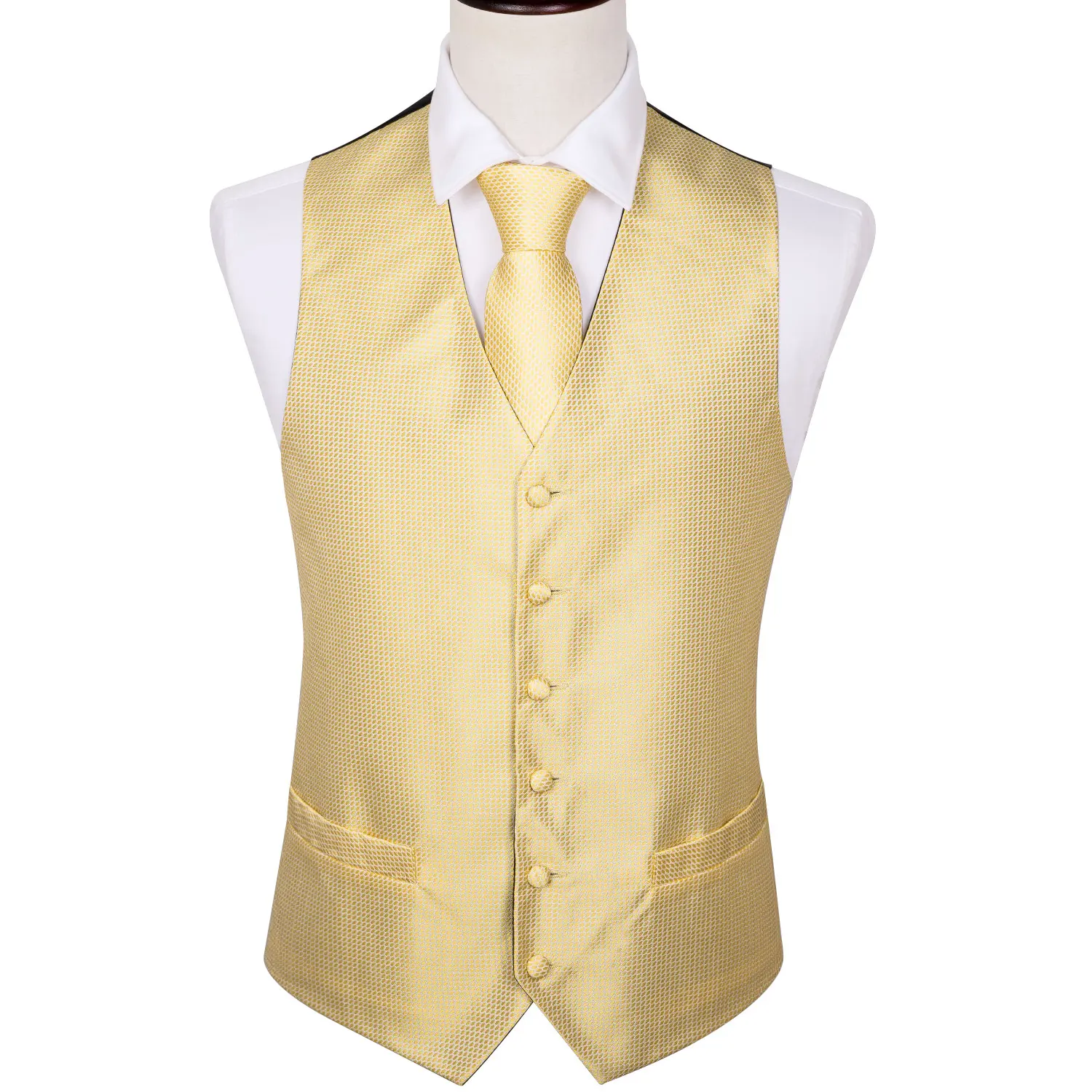 4PC Mens Silk Vest Party Wedding Yellow Paisley Solid Floral Waistcoat Vest Pocket Square Tie Slim Suit Set Barry.Wang BM-2011 4PC Mens Silk Vest Party Wedding Yellow Paisley Solid Floral Waistcoat Vest Pocket Square Tie Slim Suit Set Barry.Wang BM-2011