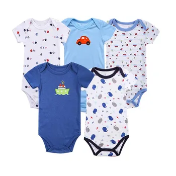 

Summer 5Pcs Newborn Baby Boys Girls Short Sleeve Cartoon Pattern Romper Jumpsuit Infant Casual Outfit Bodysuit