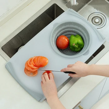 

Foldable Multifunction Chopping Board Collapsible Dish Basin TidyBoard Cut Your Prep Clean-up JS22
