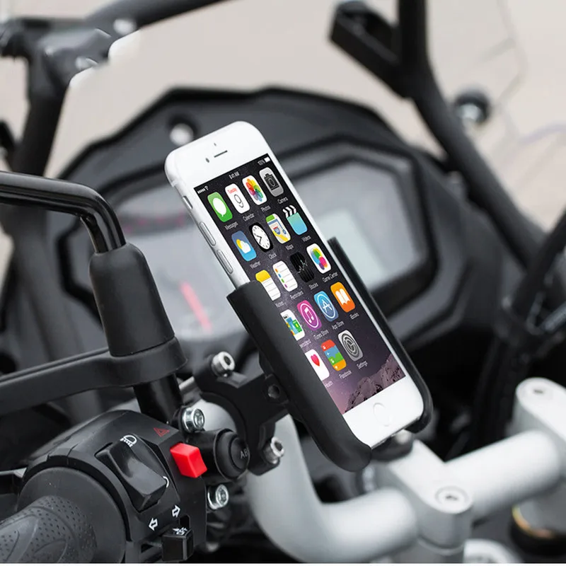 Алюминиевый сплав Руль Мотоцикла зеркало заднего вида держатель телефона с usb зарядкой для iPhone X R поддержка телефона Moto кронштейн