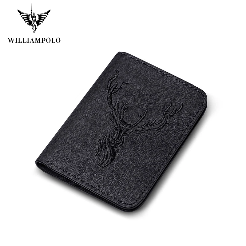 

Williampolo Fashion Small Mini Ultra-thin Compact Mens Wallet Leather Handmade wallet Cowhide Card Holder Short Design Purse New