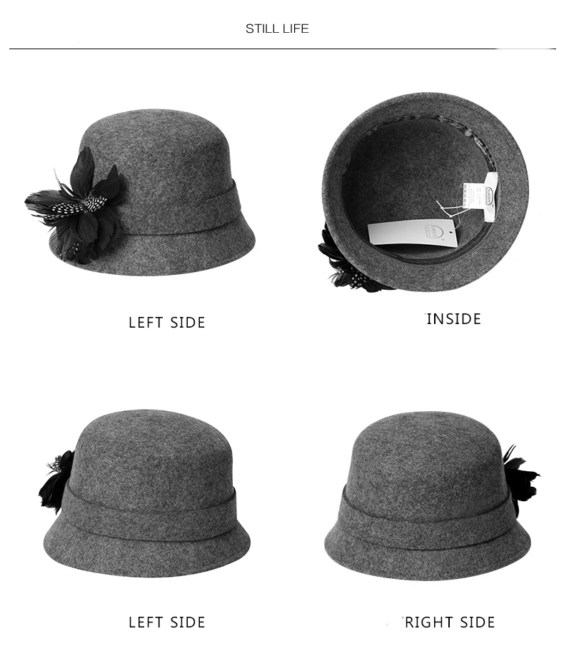 FS Elegant Women Berrt Hat Autumn Winter Vintage Solid Fedora Hat Bowknot Retro Casual Cap Wide Brim Cloche Chapeu Feminino