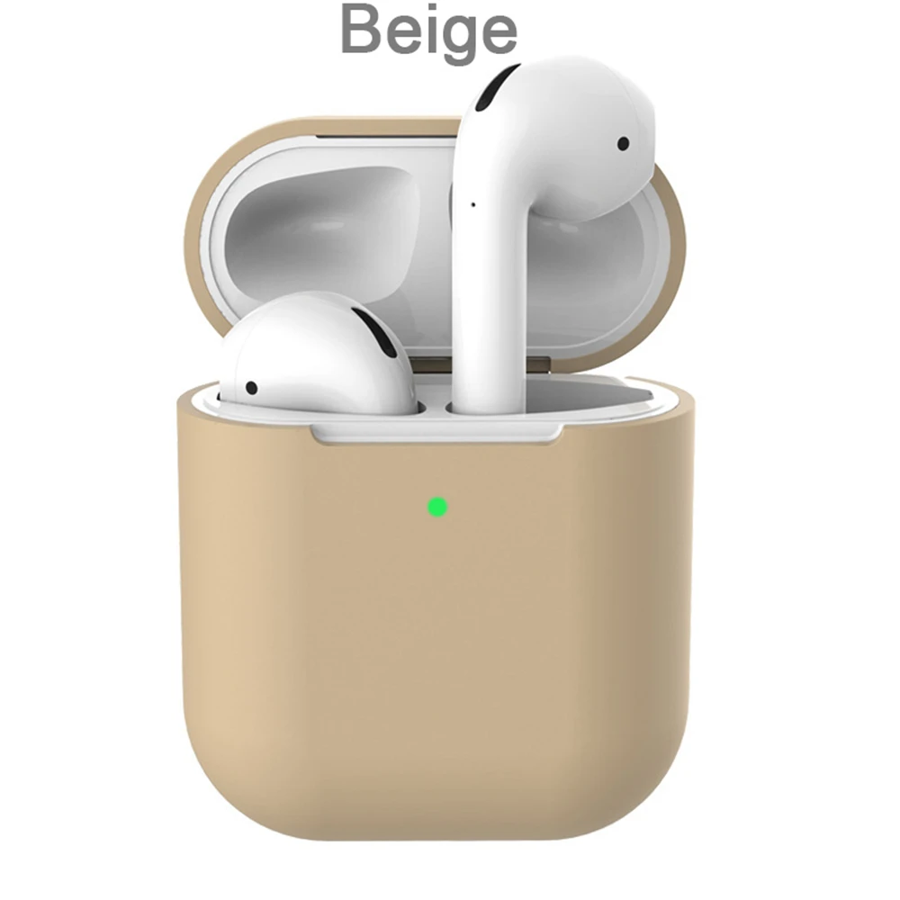 Чехол для наушников AirPods 2 силиконовый чехол беспроводные Bluetooth наушники защитный чехол для Apple AirPods чехол Аксессуары - Цвет: Бежевый