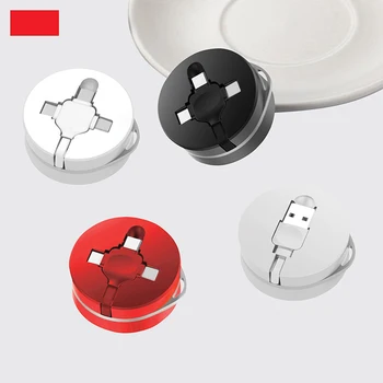 

Retractable USB Fast Charging Cable 3 in 1 Micro USB Type C 8 Pin Data Sync Multi Cord with Kickstand Design for Samsung, Apple