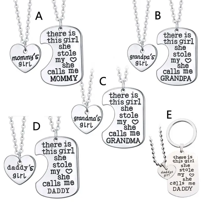 

2Pcs These Girls Stole My Heart They Call Me Daddy Puzzle Necklace Keychain Kit