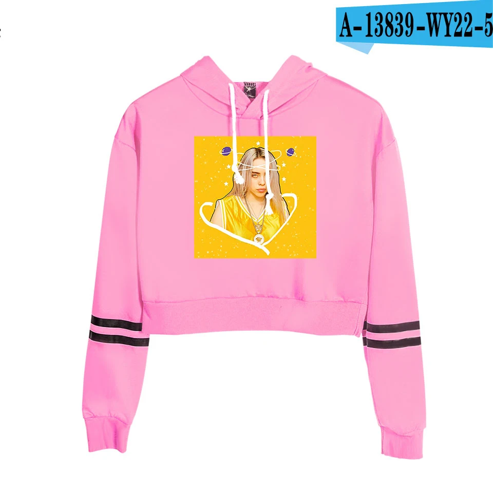 pink Billie Eilish толстовки женские кроп дизайн толстовки модная сексуальная спортивная одежда Billie Eilish принт Толстовка уличная мода Короткая Толстовка - Цвет: pink