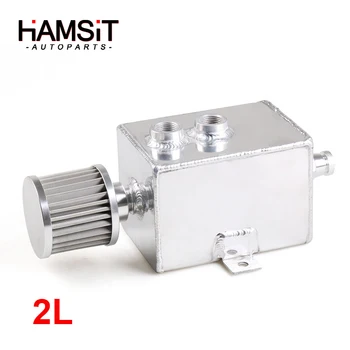 

Hamsit car modified 2L fuel tank with air filter engine oil breathable can auxiliary fuel tank Aluminum alloy universal