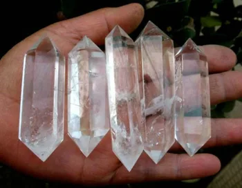 

ddh001414 5PCS AAA NATURAL CLEAR QUARTZ CRYSTAL DT WAND POINT Healing