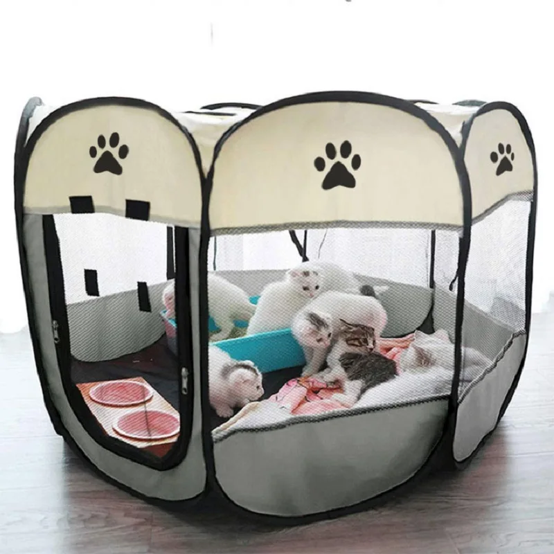 Tienda portátil porta mascotas plegable, Corralito, transpirable, de fácil operación, cerca octagonal, cama perrera extraíble para cachorro para gatos