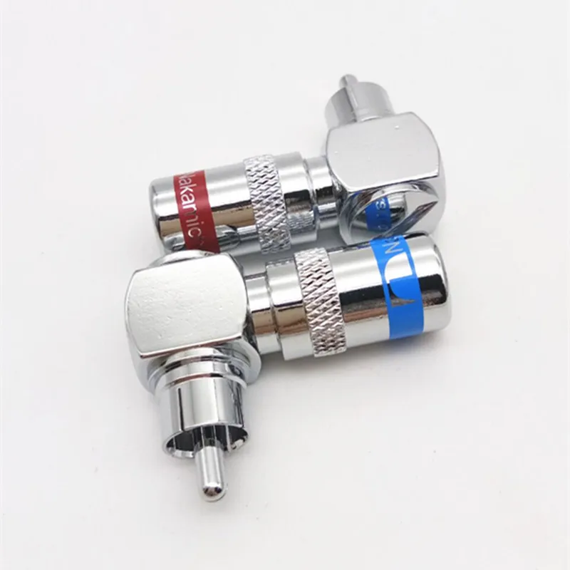 

2Pcs Nakamichi welding-Free copper RCA Male plug Right Angle L Type 90 Degree Connector adapter for AV Audio Vidio Wire plug