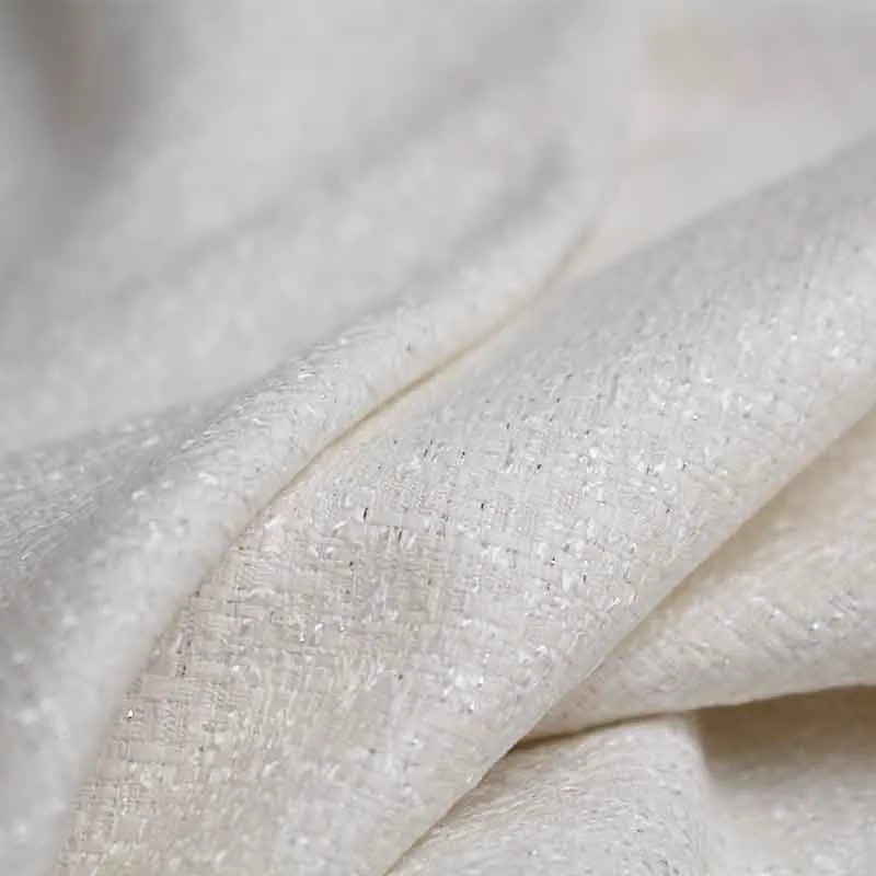 Перламутровая шелковая белая филативная Серебряная твидовая ткань осенний пиджак платье костюмы материалы для одежды швейная ткань метр - Цвет: Белый