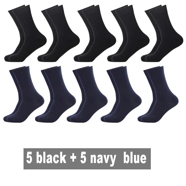 5black 5navyblue Высококачественные мужские носки из чесаного хлопка, большие size43-46Thicken, осенне-зимние теплые Компрессионные носки для мужчин, подарок - Цвет: 5black 5navyblue