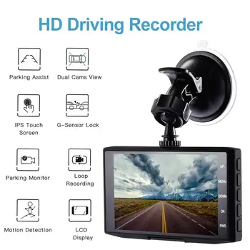 

Car Dvr Dash Driving Recorder DashCam 4.0" 170 Wide Angle Dual Len Front+ Rear Night Vision Video Dashboard Camera G-sensor