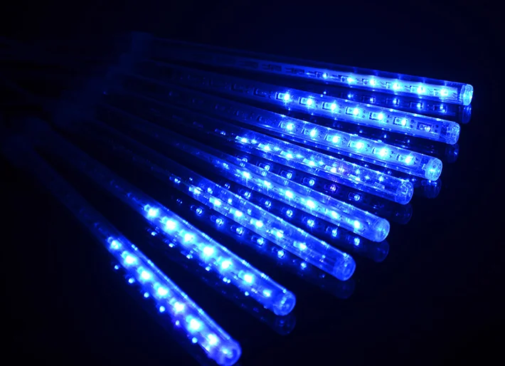Год 30 см 10 шт./лот трубы открытый Метеоритный Дождь Солнечный 360LED струнный светильник водонепроницаемый для Рождество Свадебная вечеринка Декор - Испускаемый цвет: Синий