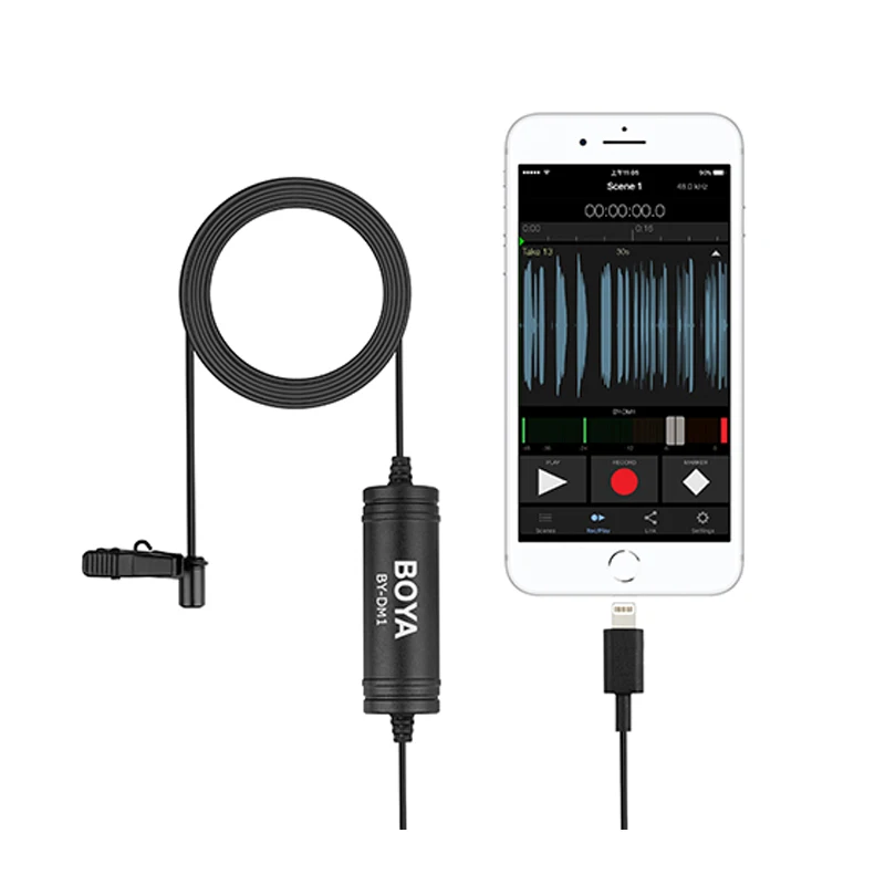BOYA BY-DM1 Lavalier Microphone for iOS iPhone 11 Xs Xr 8 7 SE 6S iPad Pro mini 2 iPOD TOUCH MFi Certified Lightning Connector
