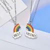 2 Pcs/set Women Stitching Heart Rainbow Friendship Couple Necklace Fashion Best Friend One Pair Pendant Necklace Choker Jewelry 4