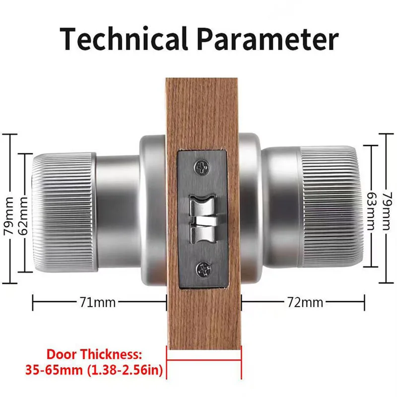TTLOCK Biometric Electronic Digital Keypad Zinc Knob Fingerprint Smart Cylinder Door Lock