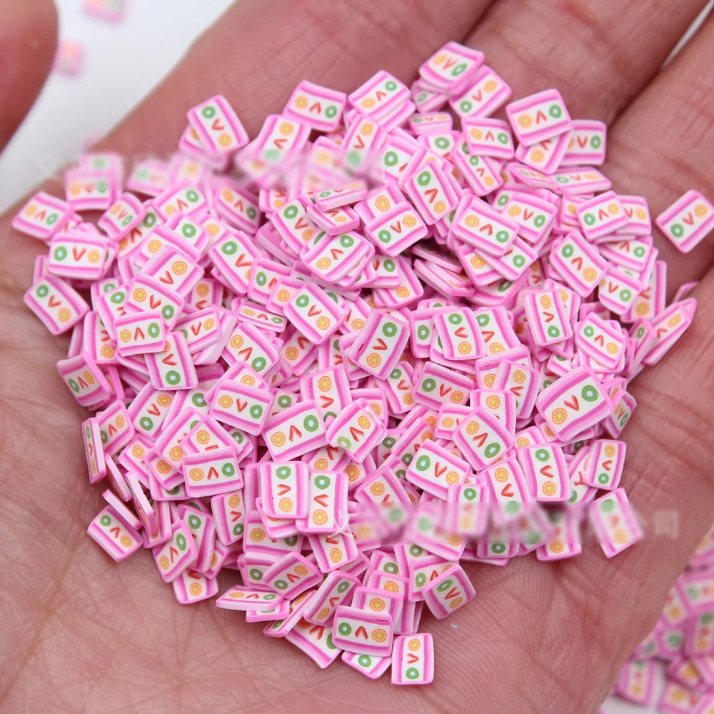 50 г/лот Милые 3d кусочки фруктового торта Fimo Полимерная глина разбрызгивает для рукоделия украшения ногтей аксессуары для телефонов: 5 мм - Цвет: pink cake