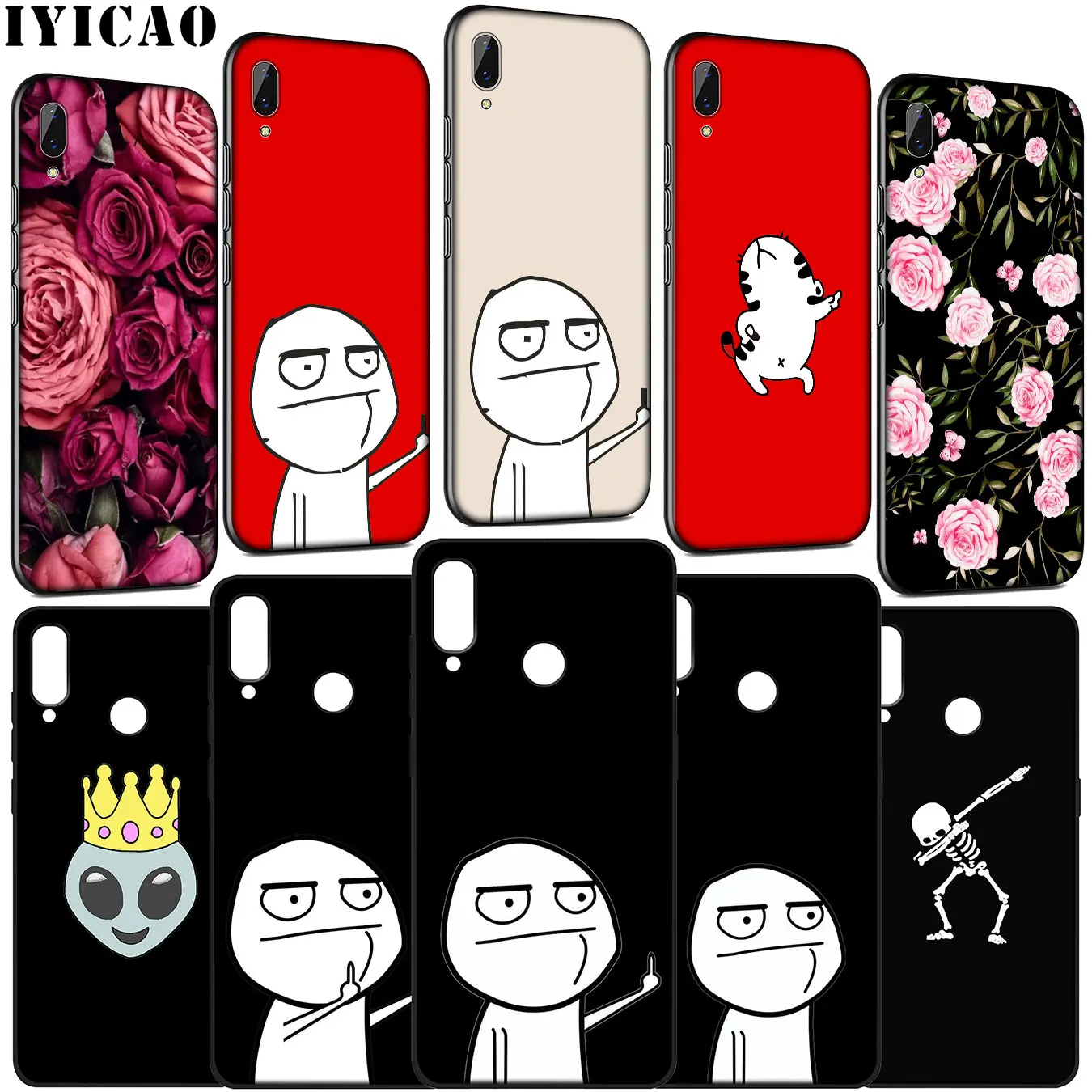 meme face Middle Finger Funny Lovers Soft Case for Huawei Y9 Y7 Y6 Prime 2019 2018 Honor 20 10 9 9X 8C 8X 8 Lite 7C 7X 7A Pro |