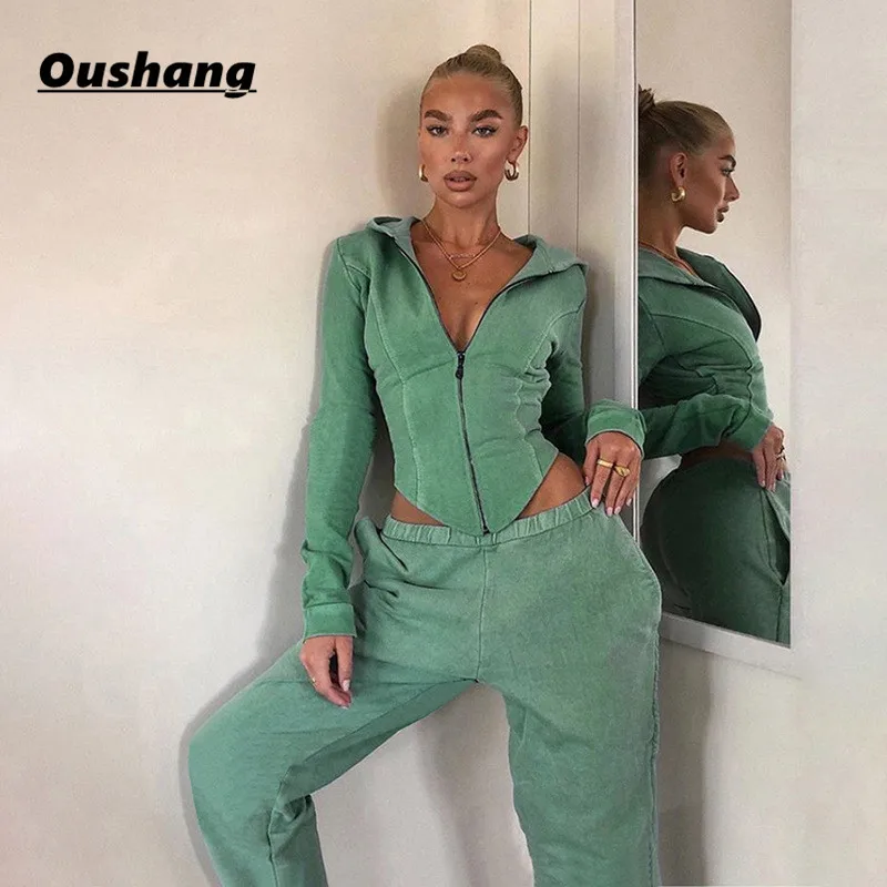 

Women Two Piece Outfit Tracksuits Solid Hooded and Pands Sexy Streetwear Bodycon Short Tops Spring Autumn 2 Piece Sets Outwear