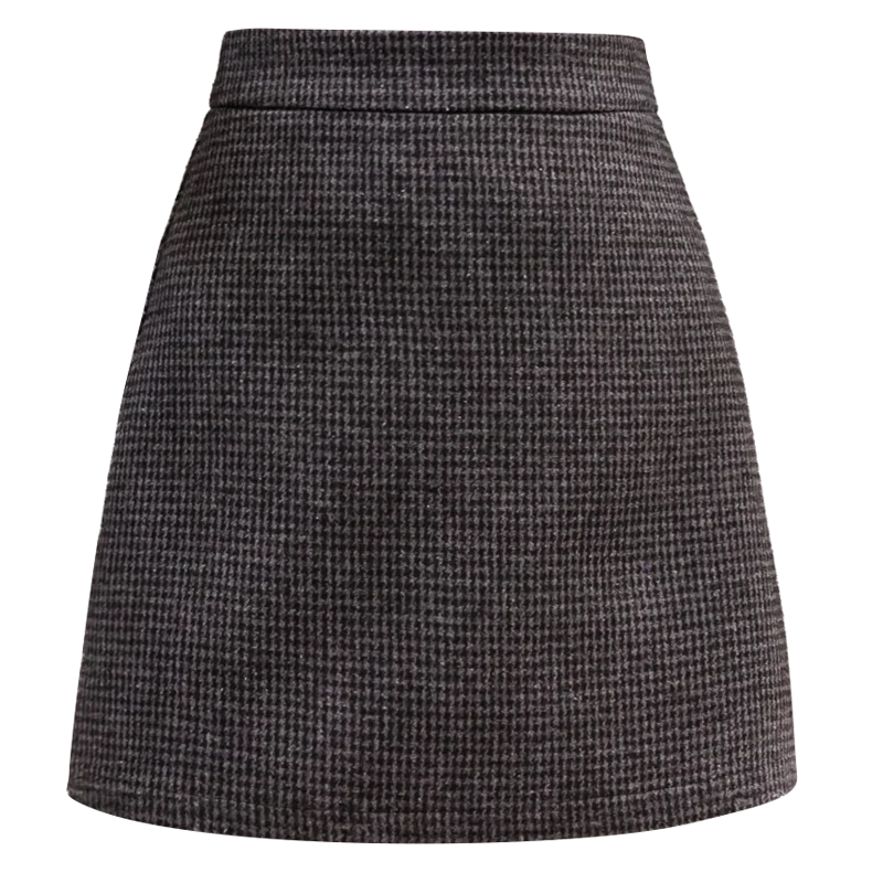 New Fashion Plaid A-Line Mini Skirt Women Autumn Winter High Waist Woolen Skirt Female Casual All-match Basic Short mini skirt women skirt
