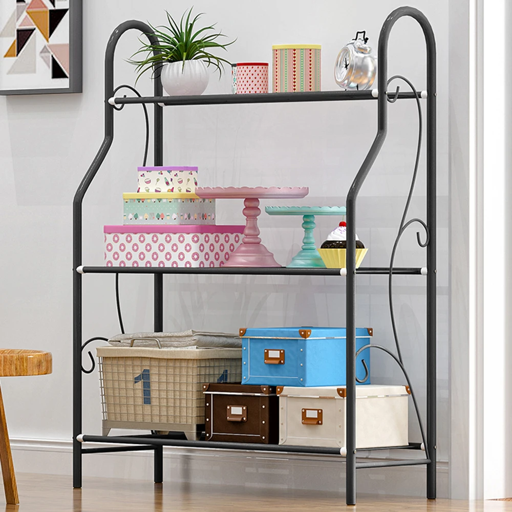 

3-Tier Flower Carbon Steel Rack Balcony Flower Pot Rack Storage Shelf Shoe Holder Shelf Home Kitchen Bathroom Storage Organizer
