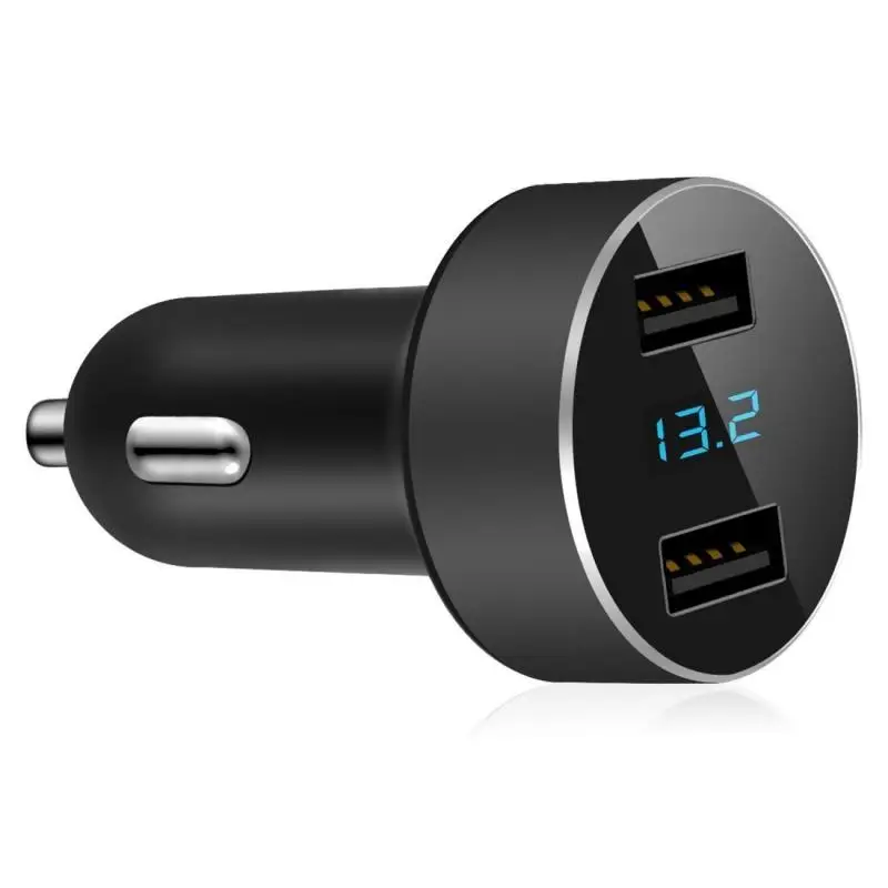 Автомобильное зарядное устройство с двумя USB разъемами 3,1 А, 2 порта, ЖК-дисплей, 12-24 В, прикуриватель, быстрое автомобильное зарядное устройство, адаптер питания, автомобильный стиль - Цвет: Show as photoes