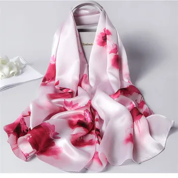 

Spring and summer lady female beach Headband muffler Fashion print Shawl Women Flower luxury Silk scarf Superior quality scarves