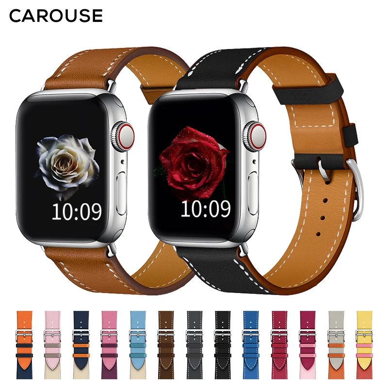 Ремешок Carouse для Apple Watch Series 3/2/1 38 мм 42 мм ремешок из натуральной кожи для iWatch 4 спортивный ремешок для часов 40 мм 44 мм