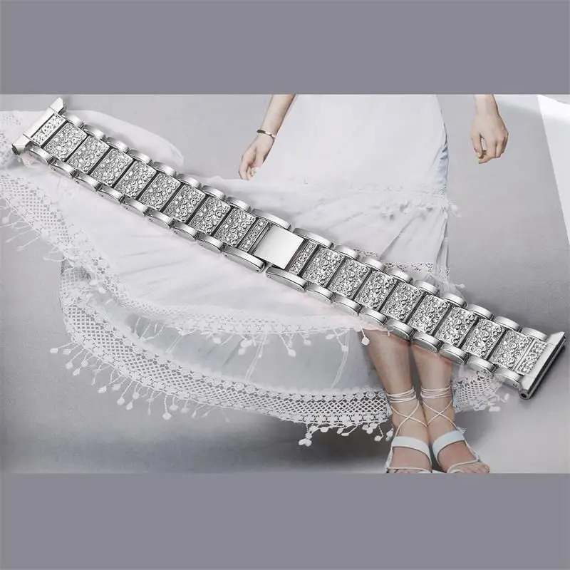 Silver 1 OULUCCI Bling Band Для Fitbit Versa/vesra Lite для женщин SE специальный металлический браслет из нержавеющей стали для fitbit versa 2 - Цвет: Silver 1