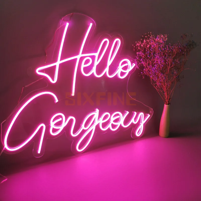 

Custom Hello Gorgeous Led Neon Light-Signs Decoration For Room Decor Birthday Party Wedding Decoration