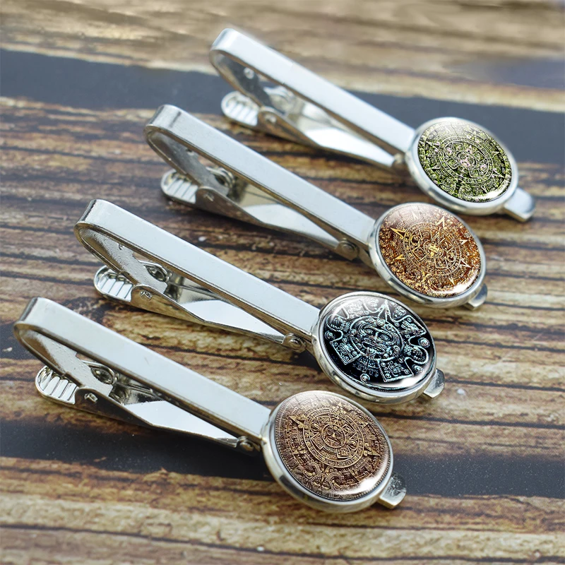 Calendario Maya Caldo Fermacravatta Gioielli In Vetro Calendario Azteco Messicano Vintage Cravatta Clip Pin Regali Dropship Pin G