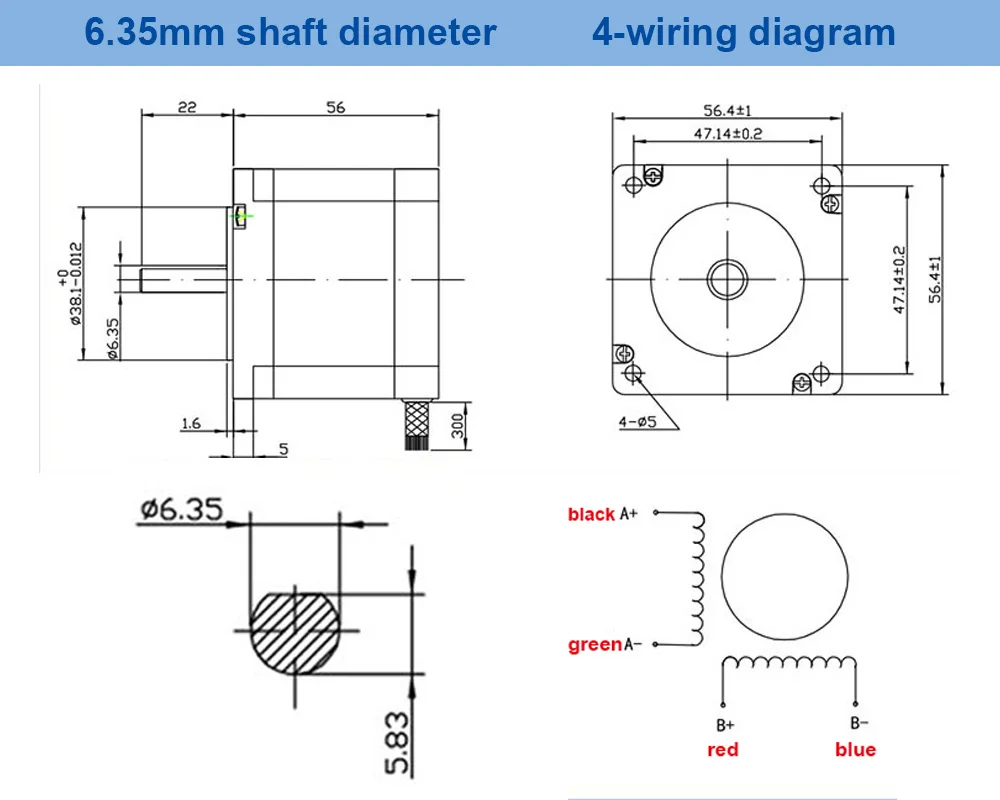 NEMA23 Stepper Motor 57x56mm 4-lead 3A 1.2Nm Nema 23 Motor 56mm 172Oz-in for 3D Printer for 3D Printing CNC Engraving Milling NEMA23 Stepper Motor 57x56mm 4-lead 3A 1.2Nm Nema 23 Motor 56mm 172Oz-in for 3D Printer for 3D Printing CNC Engraving Milling