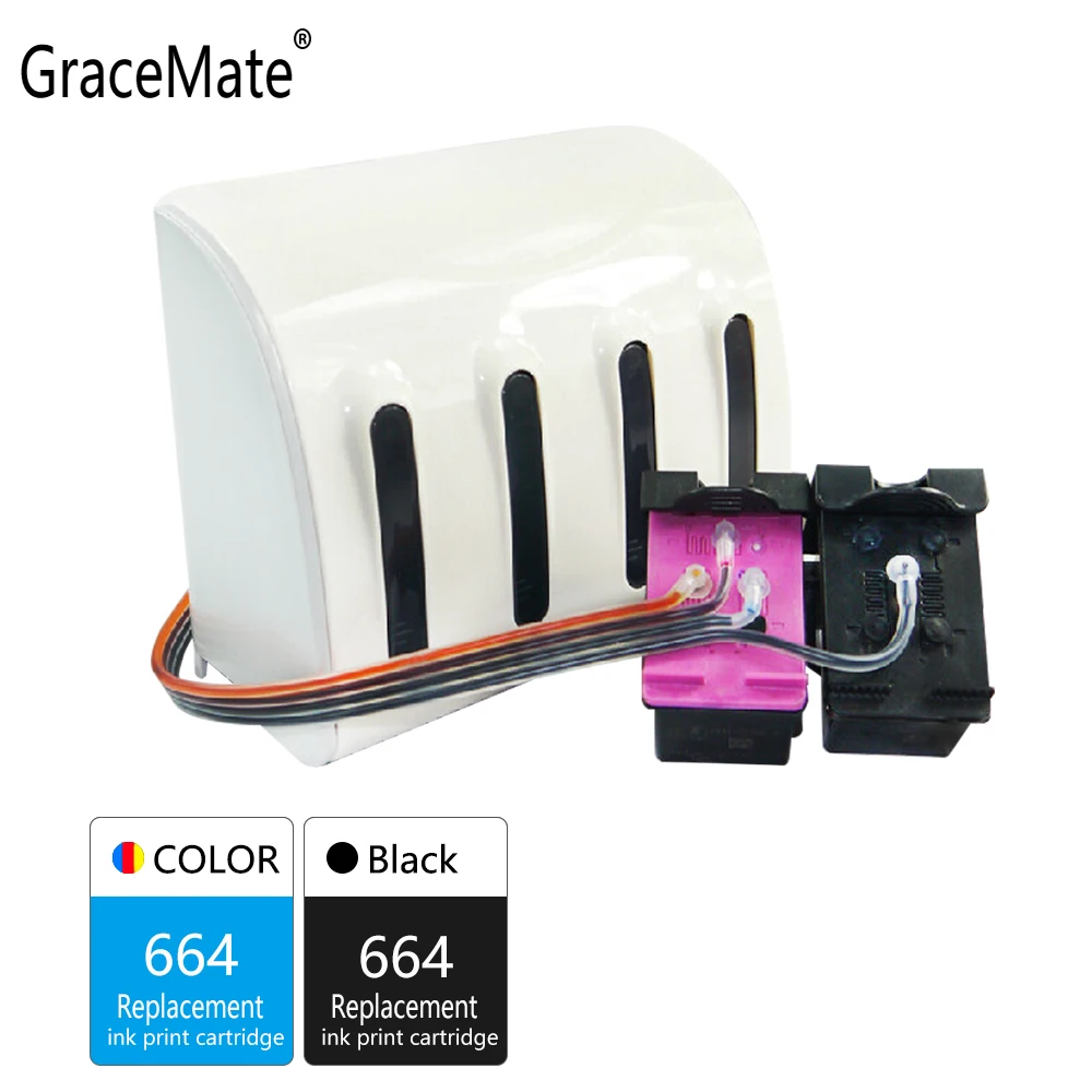 

GraceMate 664 CISS Bulk Ink Replacement for HP 664 for DeskJet 1115 2135 2138 3635 1118 2138 3636 3638 4536 4676 4678 Printer