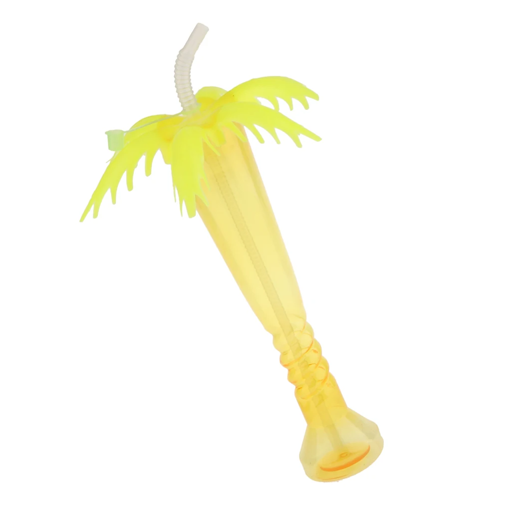 Tropical Coconut Palm Tree Yard Cup Hawaiian Beach Kids Party Cup Lid Straw Cap