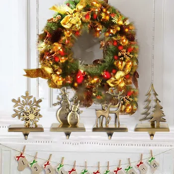 

1pcs Christmas Stocking Holders Hooks Fireplace Mantel Hangers Metal Hanging Hanger Clips for Christmas Party Decoration