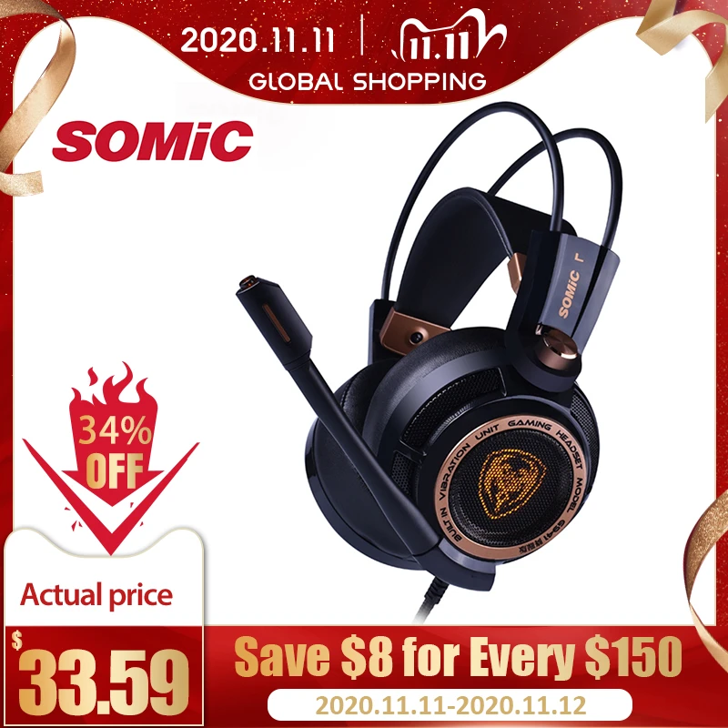 Somic G941 Gamer Earphones Usb 7 1 Virtual Surround Sound Gaming Headset Headphones With Microphone Stereo Bass Vibration For Pc Headphone Headset Aliexpress
