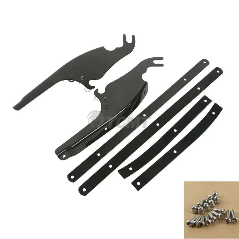 

Motorcycle Windscreen Windshield Mounting Bracket Kit For Harley FL Softail Models chrome/black