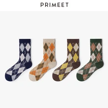 Зимние женские носки в Корейском стиле милые хлопковые носки без пятки в стиле Харадзюку в стиле ретро уличная одежда в британском стиле для девочек, 5 пар в подарок