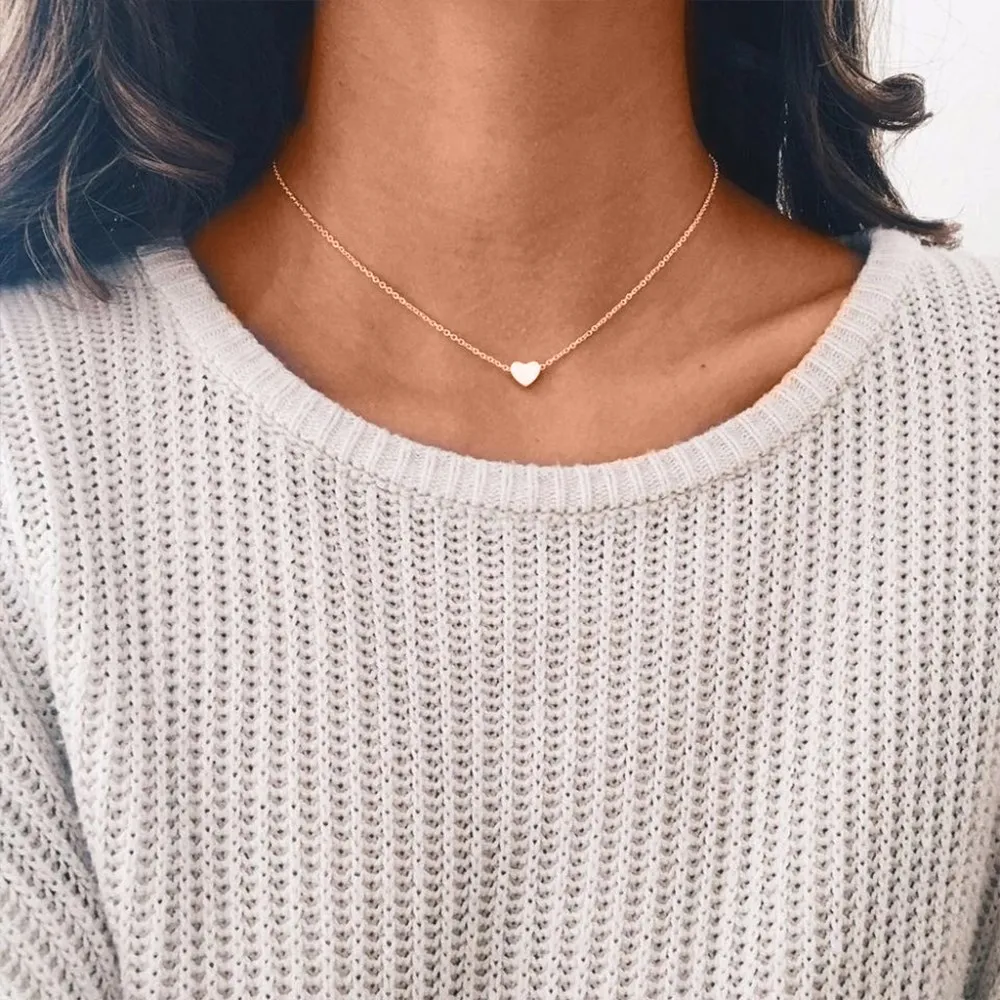 Simple Peach Heart Necklace Women's Elegant Love Charm Clavicle Chain Fashionable Pendant Jewelry | Украшения и аксессуары
